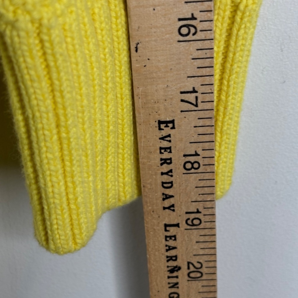VTG LL Bean Yellow Cardigan Sweater L Crochet Cotton Old Money Preppy Easter Y2K - Picture 10 of 11